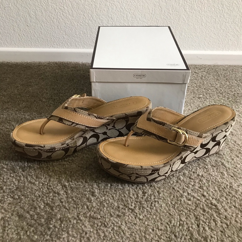 Coach Evelina Signature Wedge Sandals - Picture 6 of 10